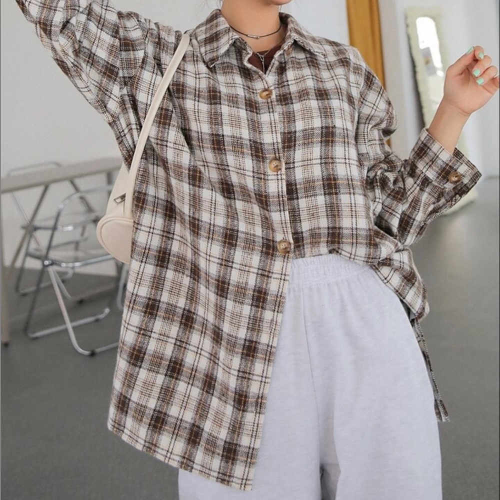 Plaid Drop shoulder shirt